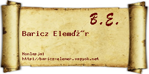 Baricz Elemér névjegykártya