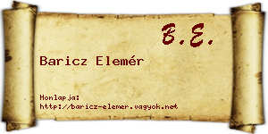 Baricz Elemér névjegykártya