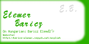 elemer baricz business card
